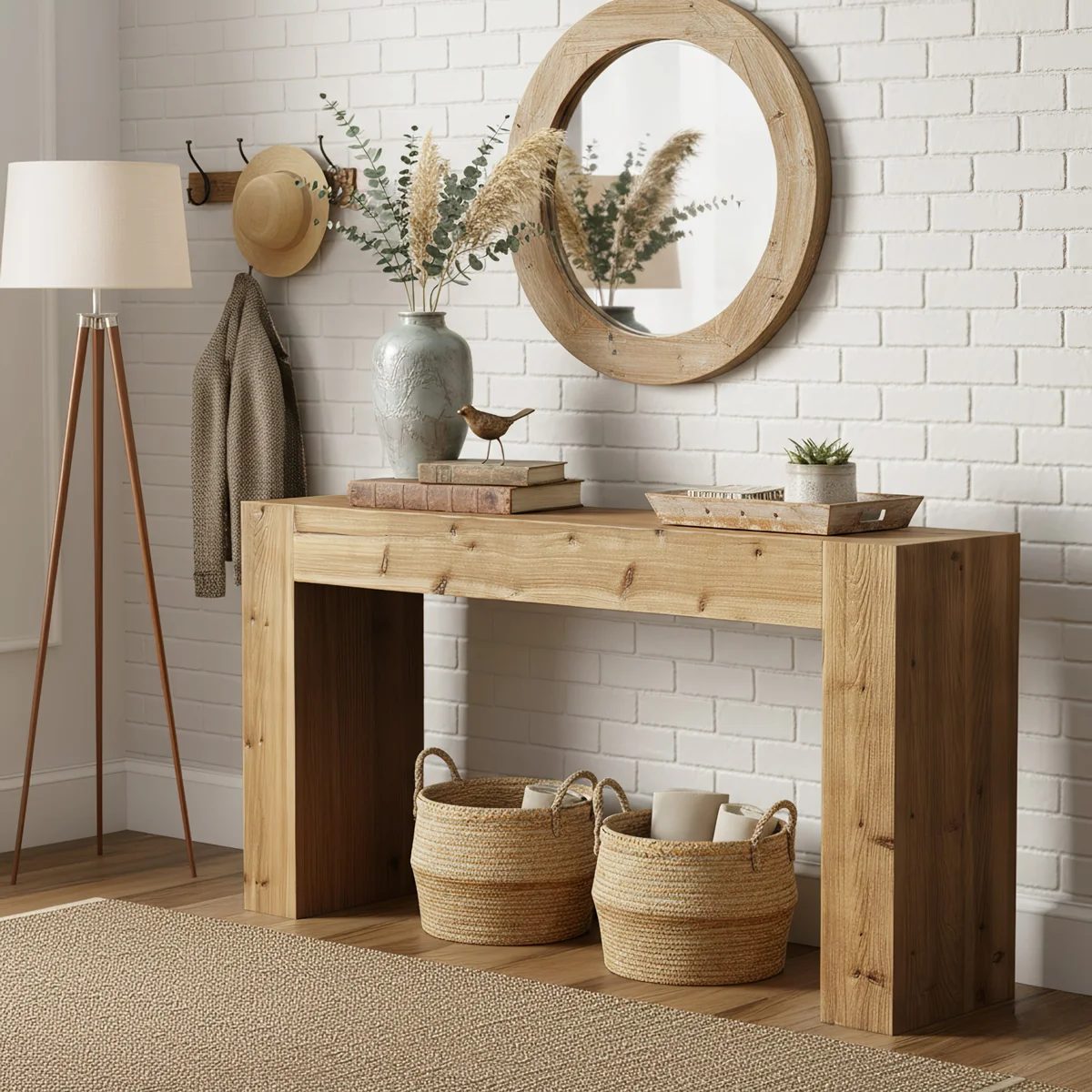 63-Inch Solid Wood Console Table