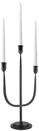 Black Candelabra Candle Holder Hand Forged Iron Candelabra Taper Candlerstick Holder Metal Tabletop Candle Holder 16''
