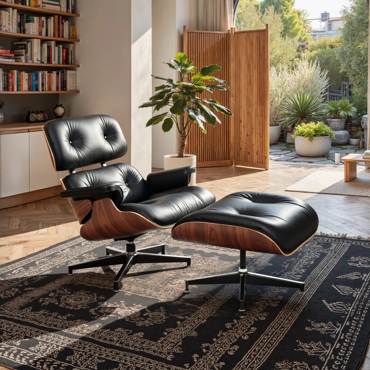 Genuine Leather Chaise Lounge Chair With Ottoman