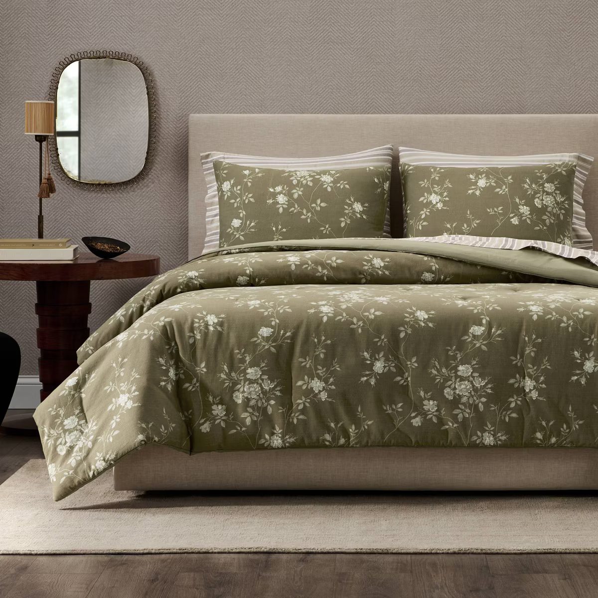 Jeremiah Brent Home 3pc Full/Queen Floral 'Palacio' Cotton Comforter Set Green