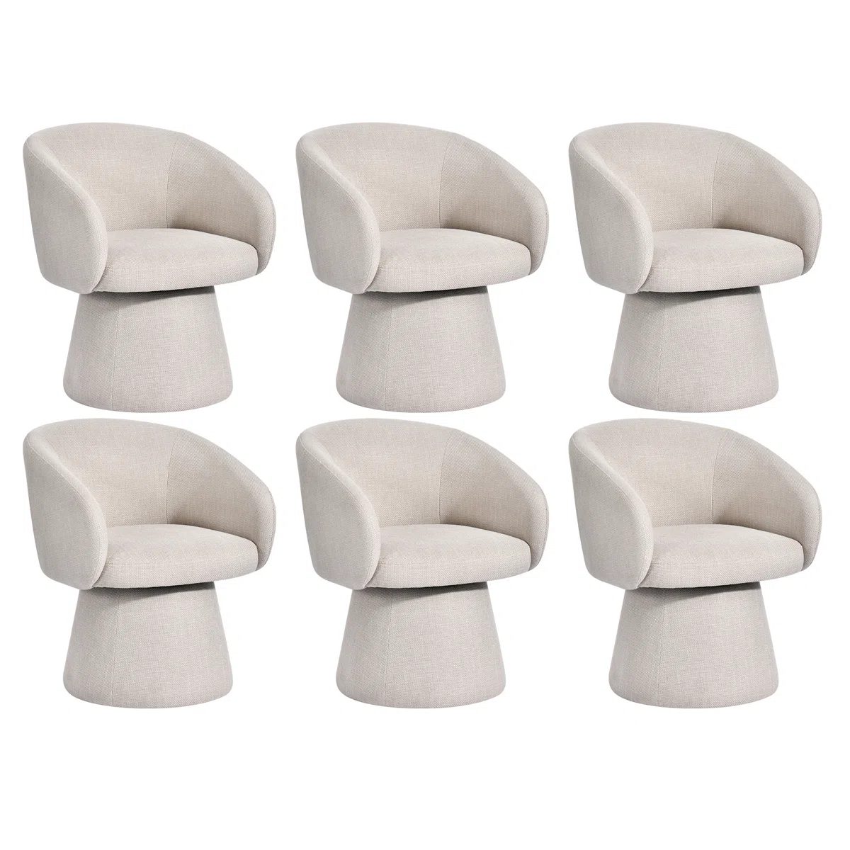 Stoehrs 24.8" Wide Modern Cream Fabric Dining Chair (Set of 6)