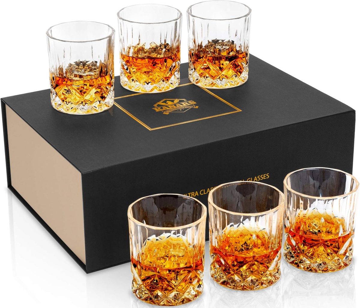 Kanars Whiskey Glasses Set Of 6 With Elegant Gift Box, Premium Old Fashioned Crystal Glass Tumbler For Liquor, Scotch, Cocktail Or Bourbon Drinking, Gifts For Birthday Thanksgiving Christmas About This Item Feedback Product Summary Presents Key Product In