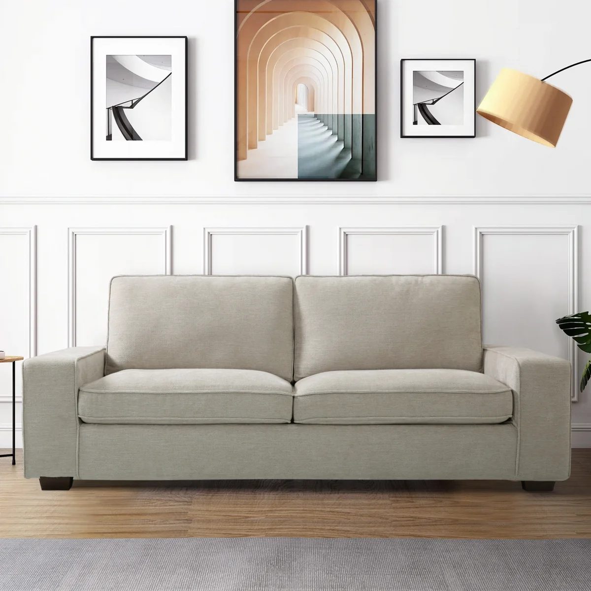 Saidee 88.19'' Chenille Square Arm Upholstered Sofa, 3 Seater Comfy Sofa Couch, Removable Sofa Cover, Easy to Install