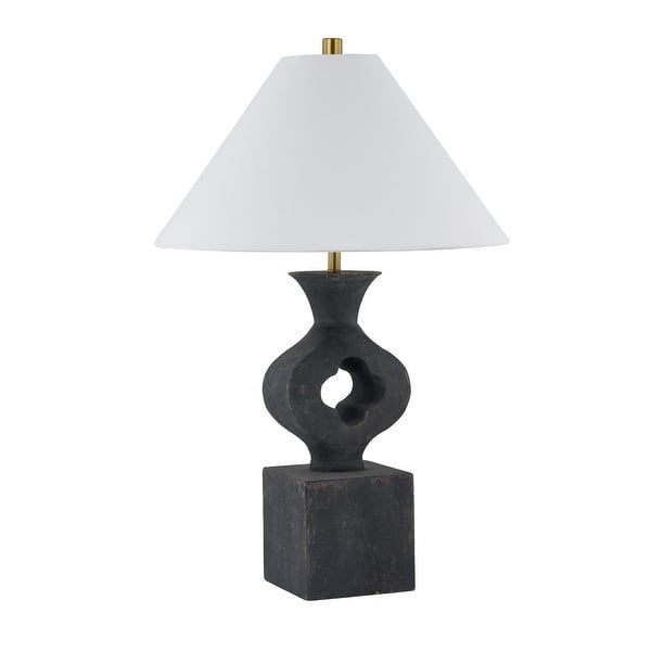 Milton 28" Table Lamp with Linen Shade, Black (Set of 2)