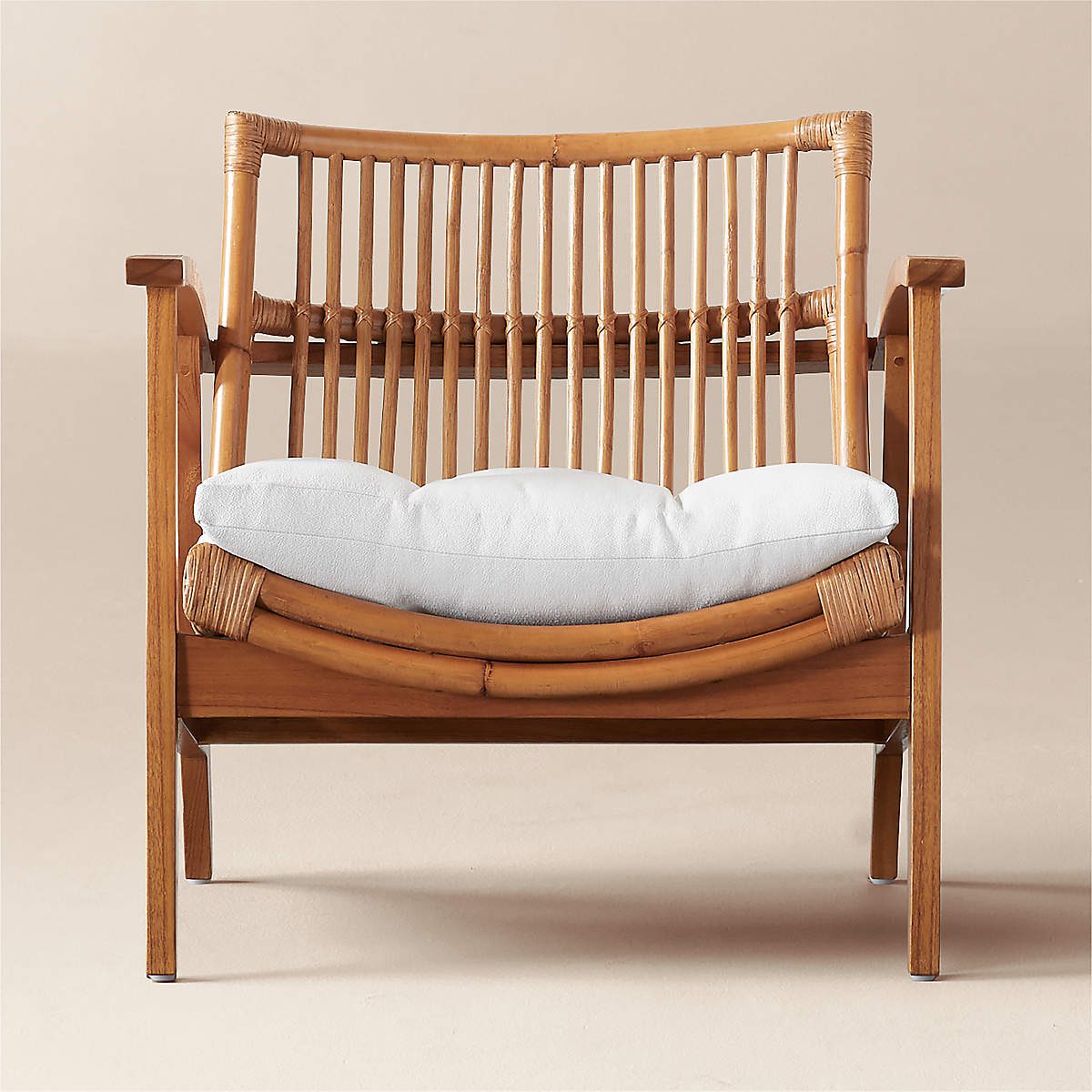 Noelie Rattan Lounge Chair with White Cushion