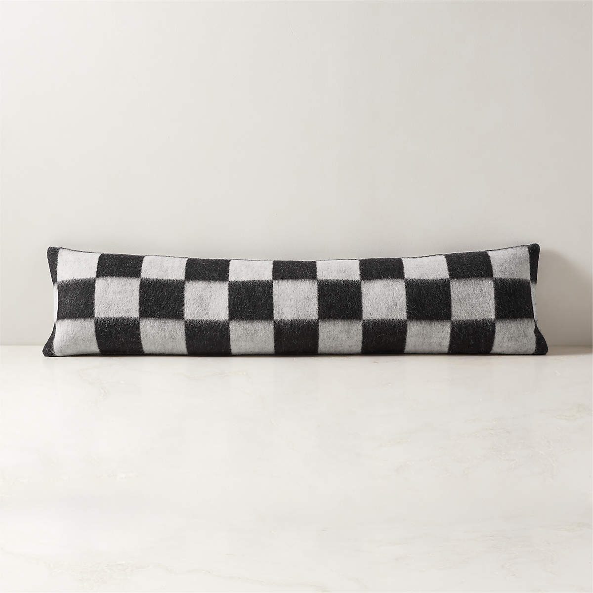 Crosby Black and Ivory Alpaca Lumbar Pillow Cover 48"x12" by Blacksaw