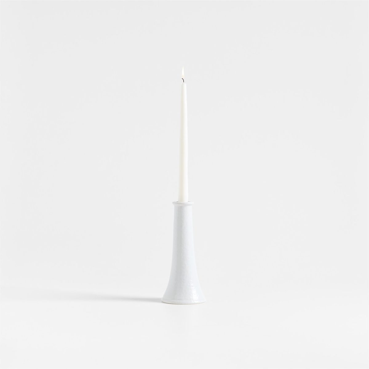 Valla Short White Ceramic Taper Candle Holder