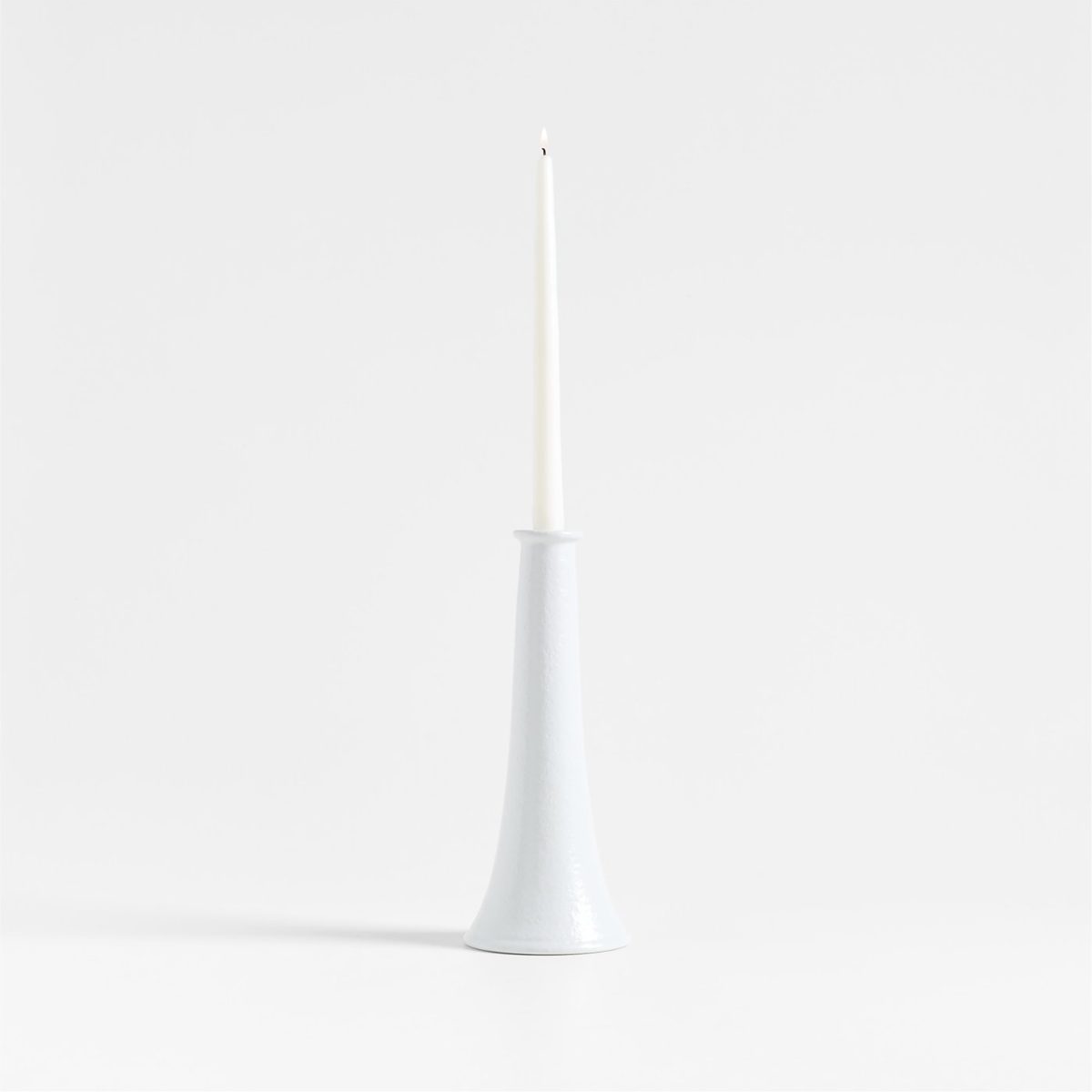 Valla Tall White Ceramic Taper Candle Holder 12.25"