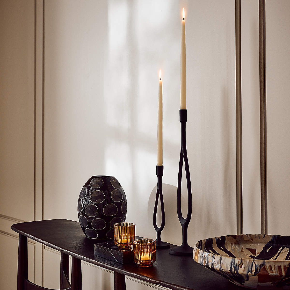 Gila Black Ceramic Spotted Vase with Reactive Glaze