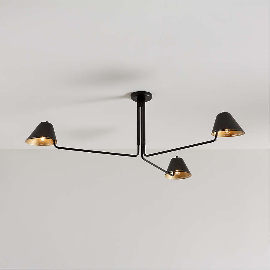 Jensen Black Metal Semi-Flushmount Light 55"