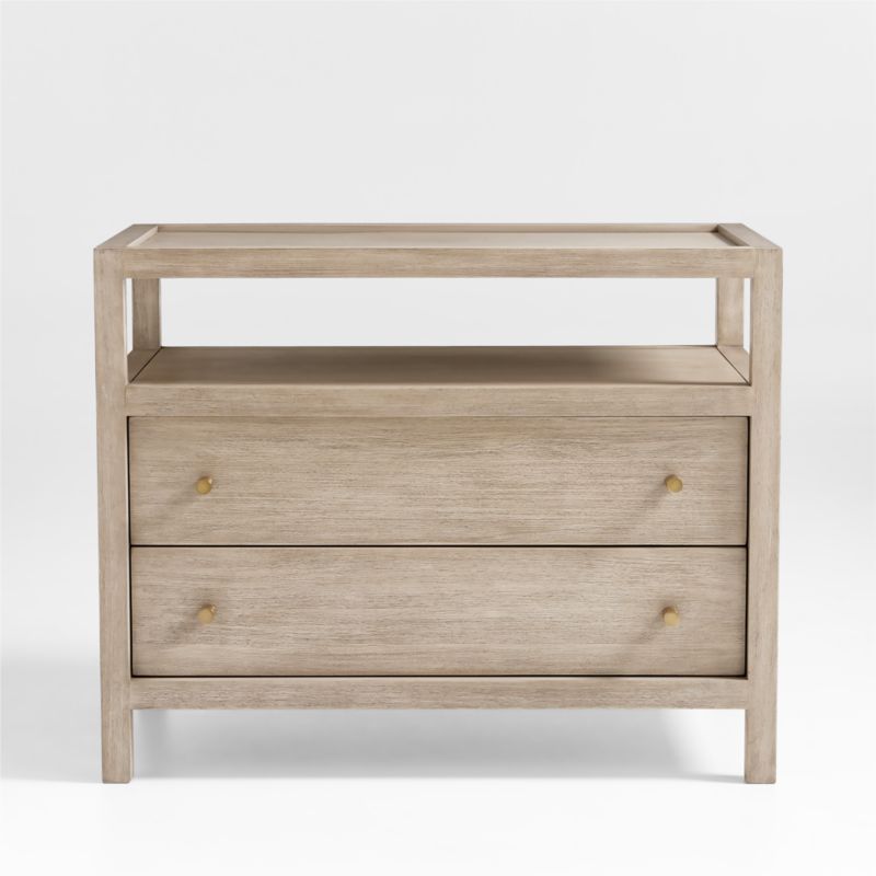 Keane 32" Weathered Natural Solid Wood Charging Nightstand