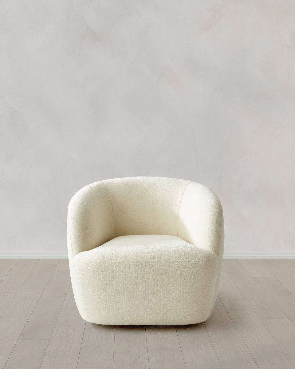 QUINCE | Performance Boucle Swivel Chair - Ivory