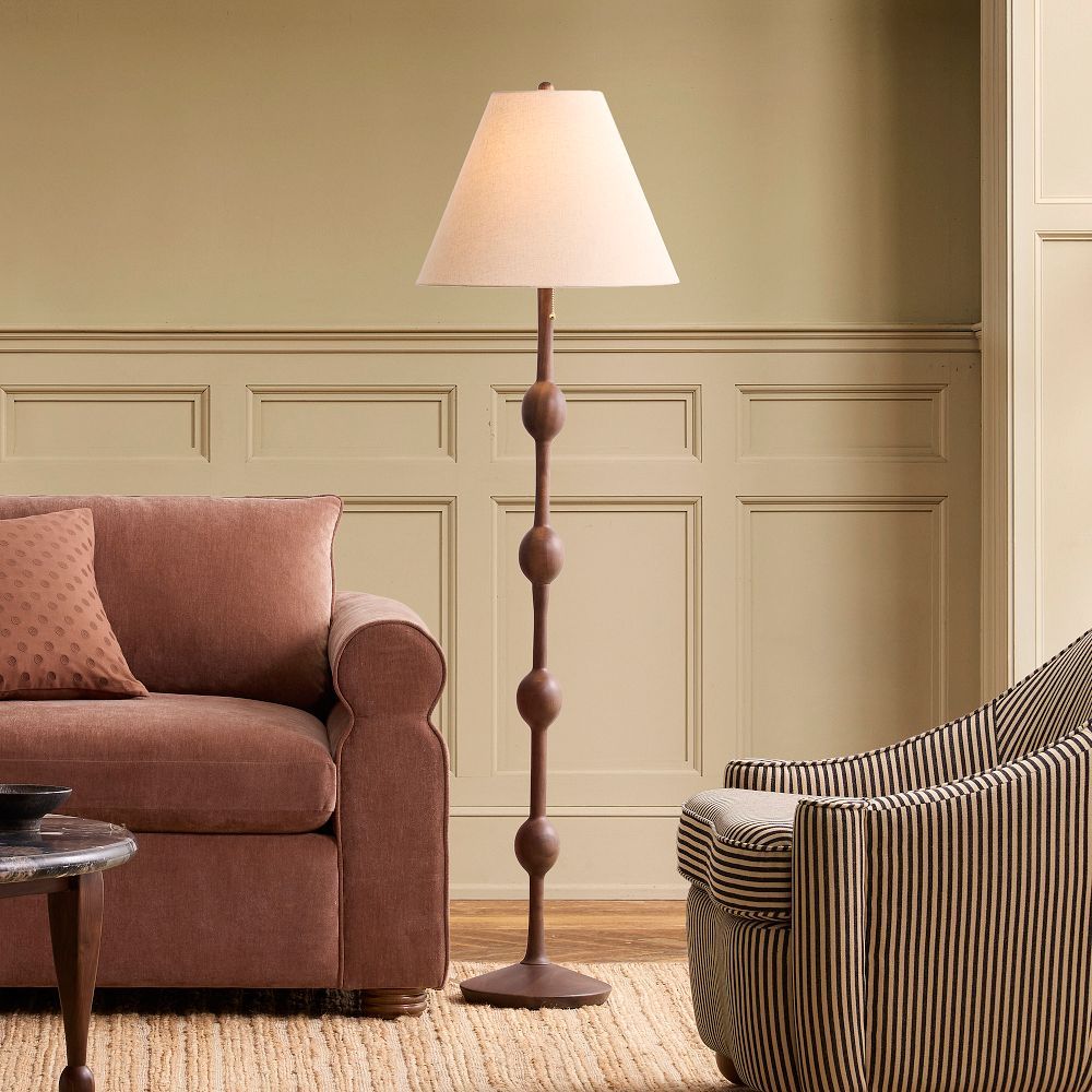 Pierce & Ward Ribbed Wood Floor Lamp (58")