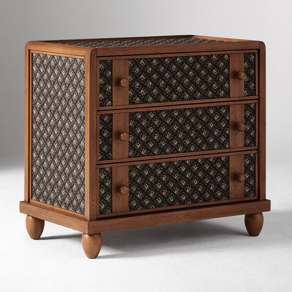 Pierce & Ward 3-Drawer Fabric Inlay Grand Nightstand (28")