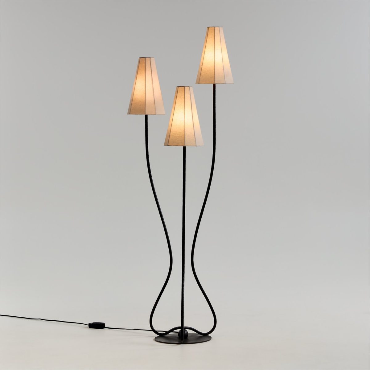 Nouveauté 3-Light Metal Floor Lamp with Linen Shades 68" by Athena Calderone