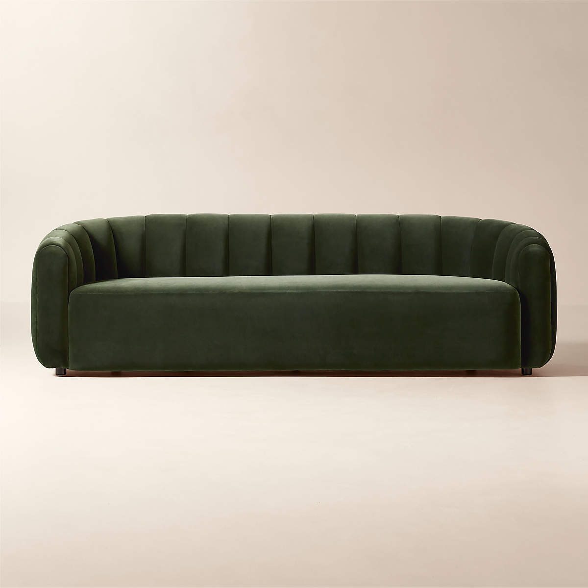 Fitz 97.5" Channeled Green Velvet Sofa