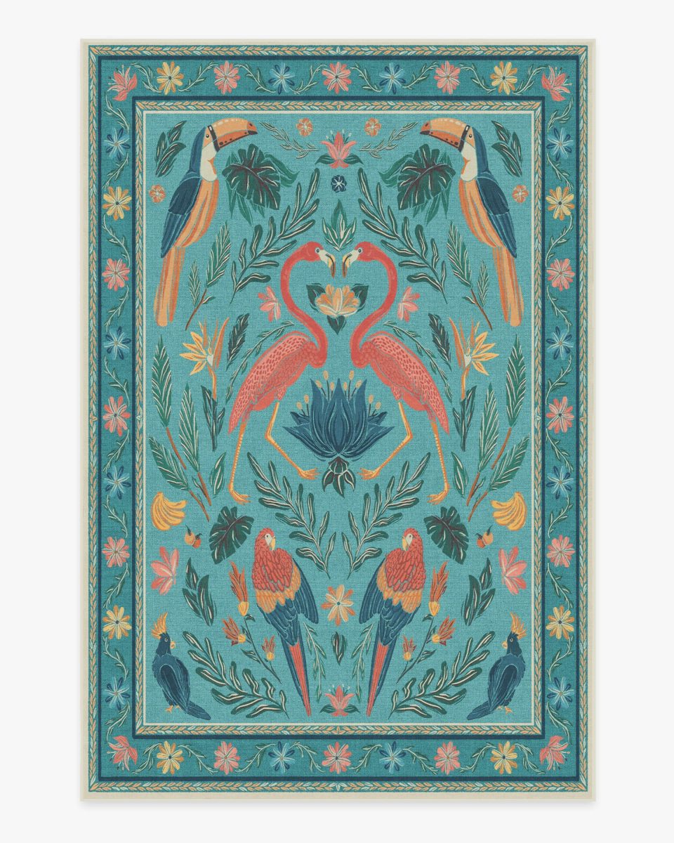 Birds Of A Feather Aqua Rug