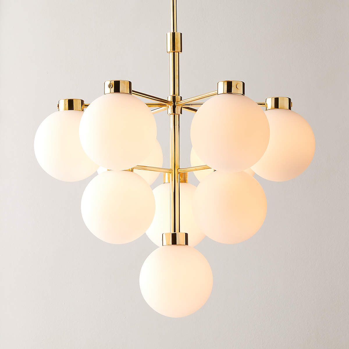 Marra Unlacquered Brass Tiered Pendant Light with Milky Glass Shade